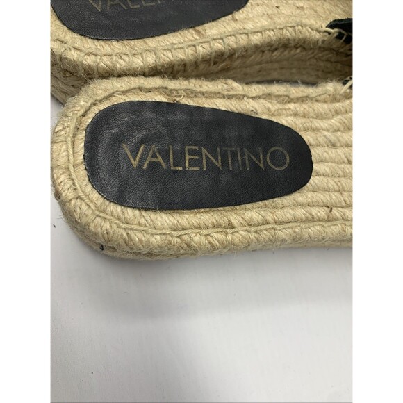 Valentino by Mario Valentino Clabee Sandals Women 8 Black Leather Platform Slide - Picture 4 of 9